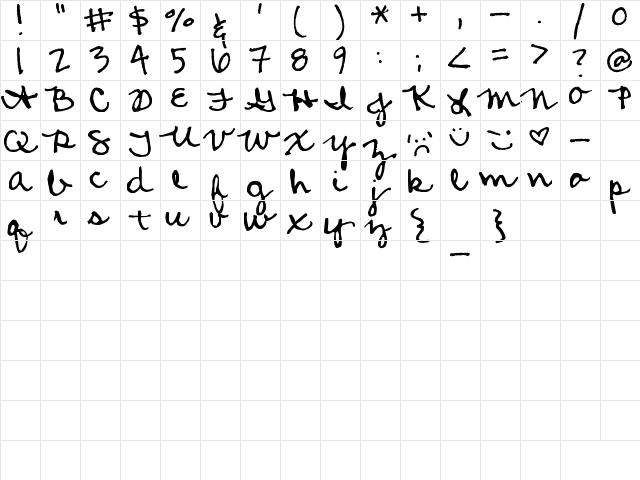 Amanda's Script Smooth Regular  glyph index
