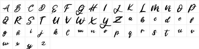 Jalie FREE Regular  glyph index