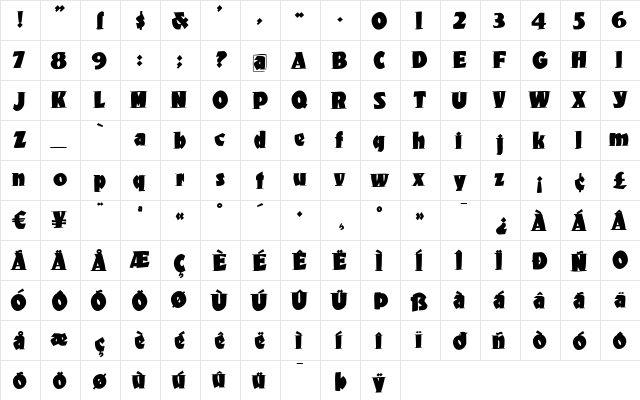 KochsRoots Regular  glyph index