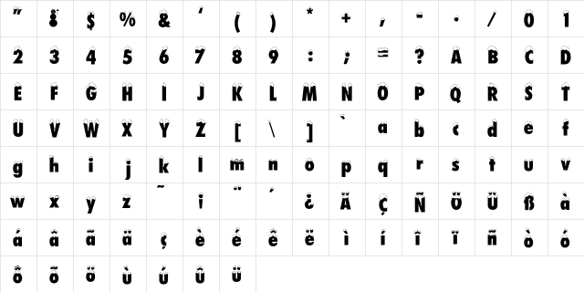 DS Snowfall Regular  glyph index