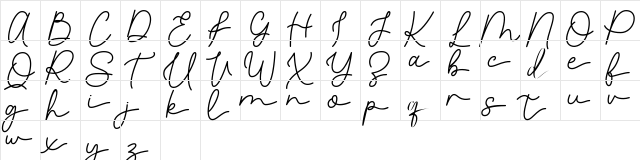 Raleigh Modesto Regular  glyph index