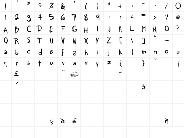 Waste Of Time Regular  glyph index