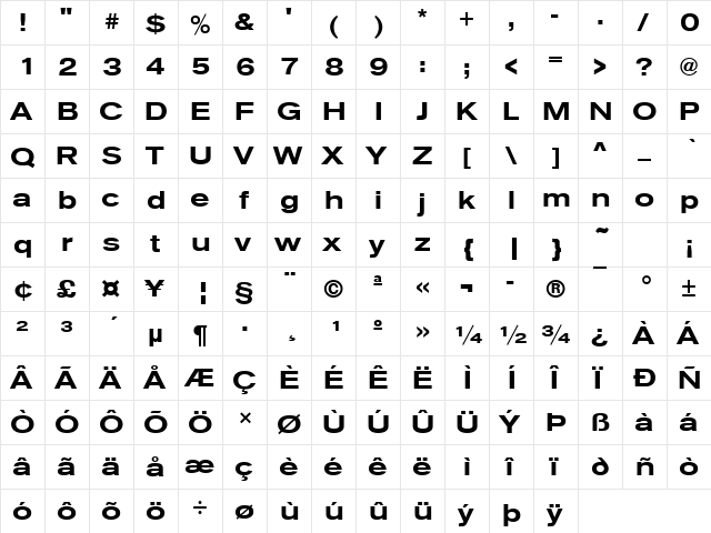 URWAccidaliaTMedExt Regular  glyph index