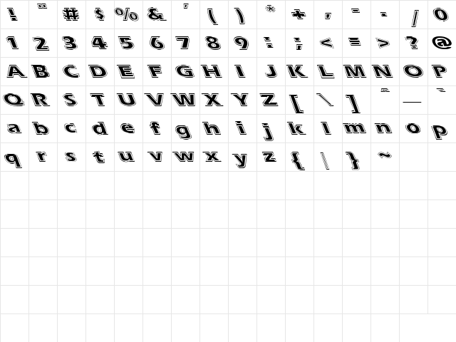 Eras Contour Lefty Wide Regular  glyph index