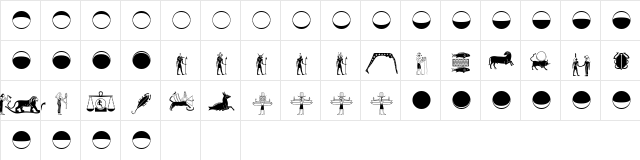 Dendera Regular  glyph index
