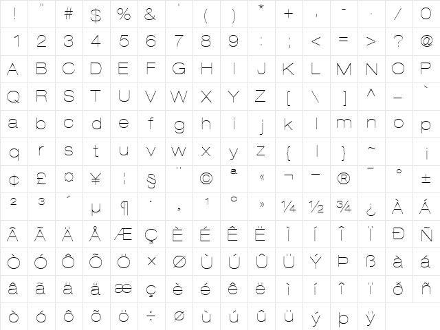 ContextRepriseLightExpSSK Regular  glyph index