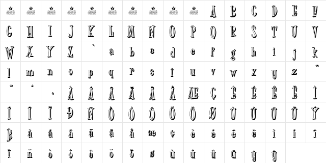 Dr Phibes Shadow Regular  glyph index