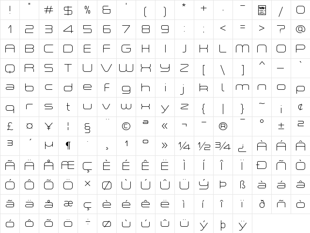 a峰ace Light Regular  glyph index