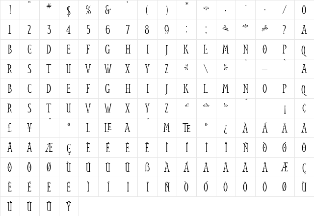 JM Libris Light Regular  glyph index