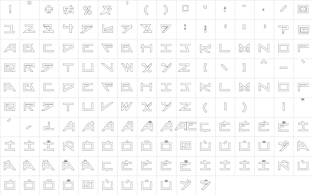 AsteriskHollowBold Regular  glyph index