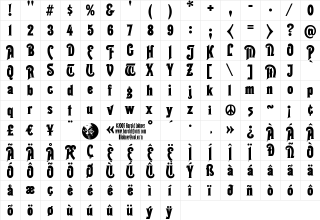 Thaleia Regular  glyph index