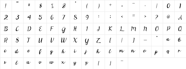 Noorlita Regular  glyph index