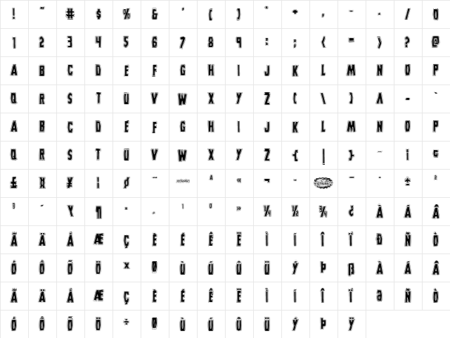 Grim Ghost College Regular  glyph index