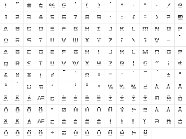 Astro Armada Gradient 2 Regular  glyph index