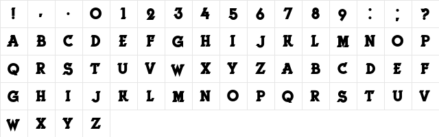 Herne Bold  glyph index