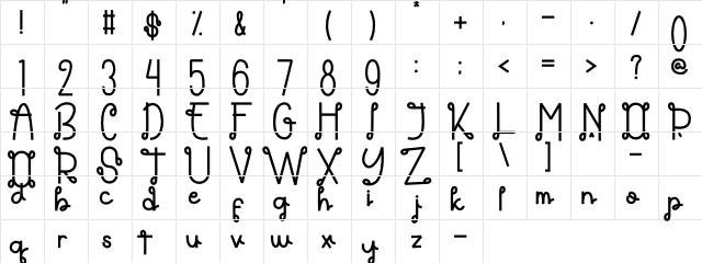 Themarie Regular  glyph index