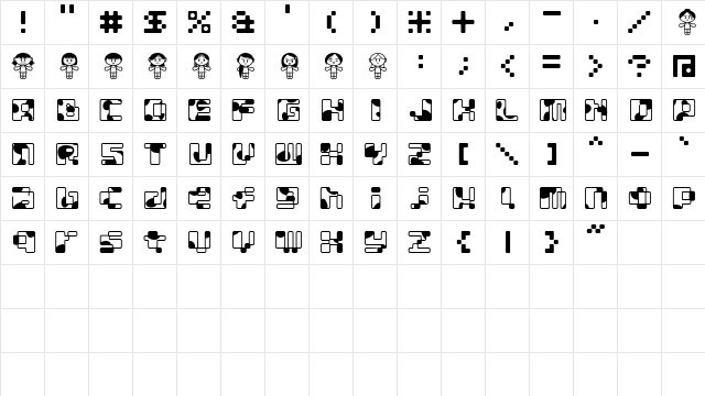 MOO GIRL  glyph index