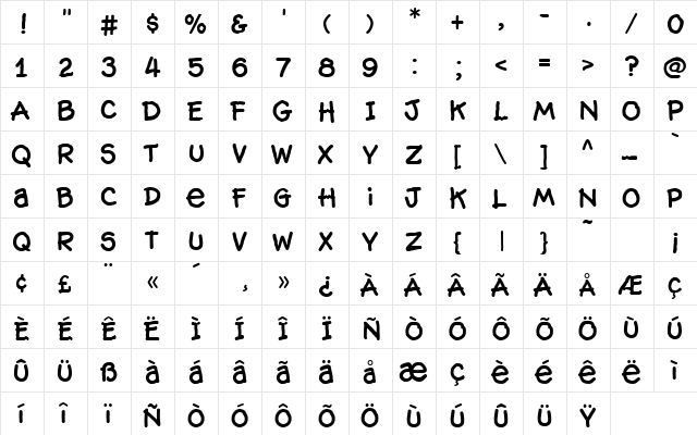 Hog Bold - HMK Regular  glyph index