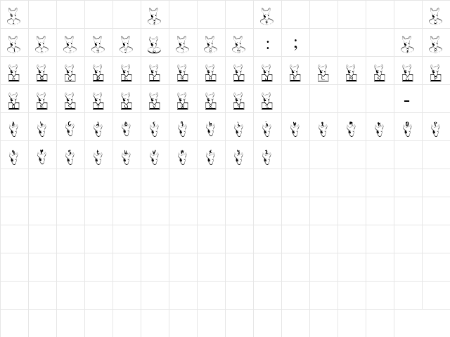 blair Font Regular  glyph index