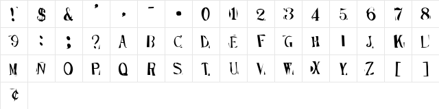 Aurora Regular  glyph index