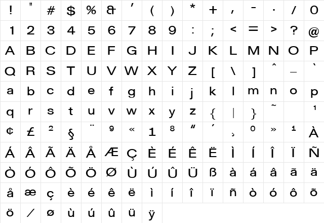 Guernsey Regular  glyph index