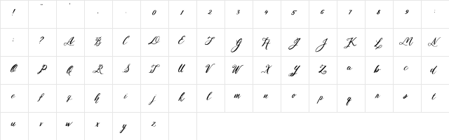 Relax Regular  glyph index
