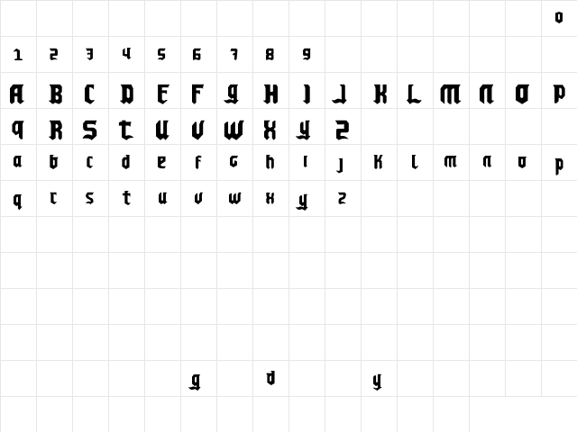Chello Playah Original  glyph index