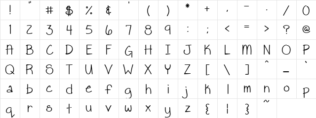 PC Jenn Pen Regular  glyph index