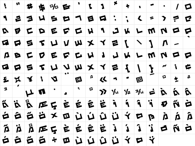 Trajia Rotate Rotate  glyph index