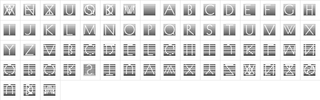 VenetianBlindInverse Regular  glyph index