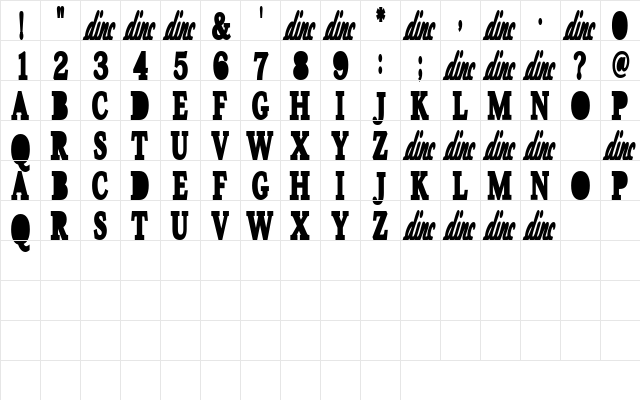 Vera Gemini Regular  glyph index