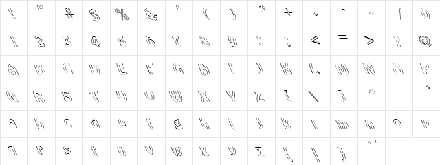 Curvy 4 Regular  glyph index