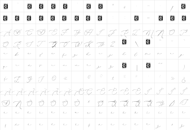 Clarinta Regular  glyph index