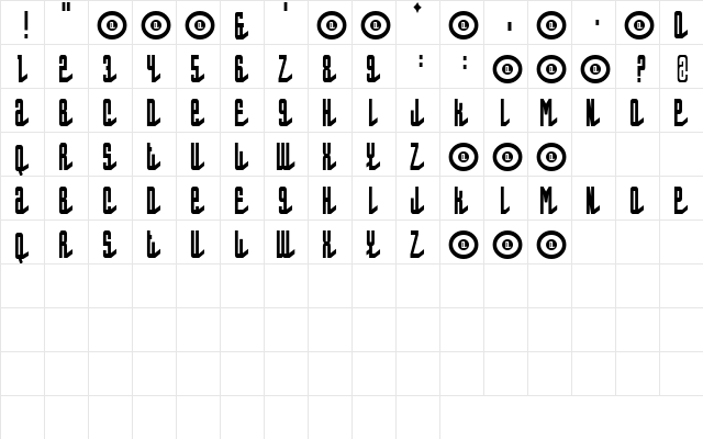 AllModCons Regular  glyph index