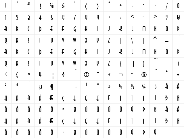 AnnaITC Regular  glyph index