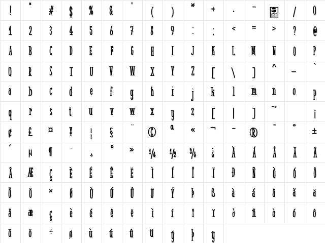 White Festive Shadow Demo Regular  glyph index