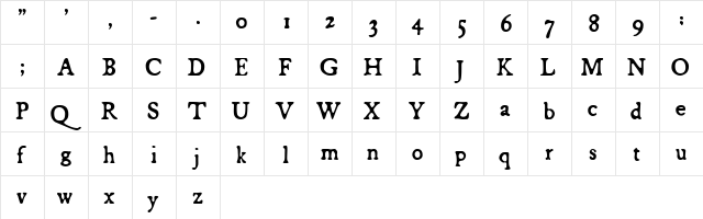 Broadsheet Regular  glyph index