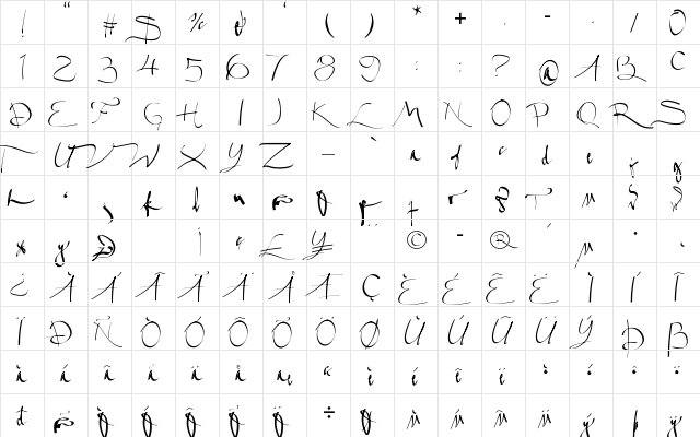 Salme Regular  glyph index