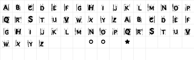 BJ REDRUM Regular  glyph index