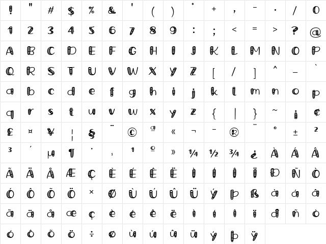 Grande October Four Regular  glyph index