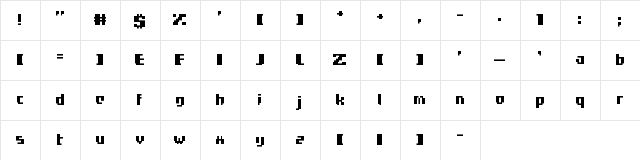 Frogotype Regular  glyph index