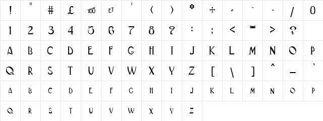 Black Thurzday Regular  glyph index
