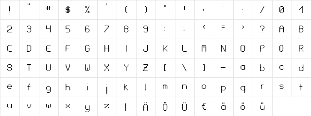 LoveParade Regular  glyph index