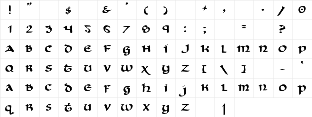 Zetas Note Regular  glyph index