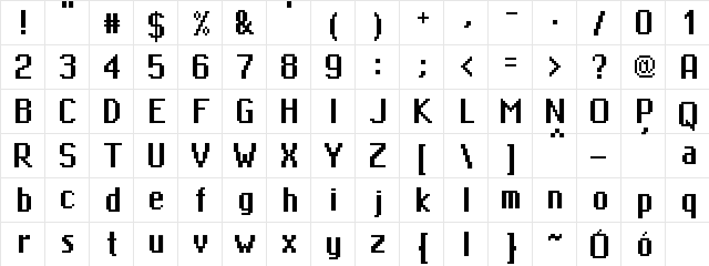 MiniMasa Regular  glyph index
