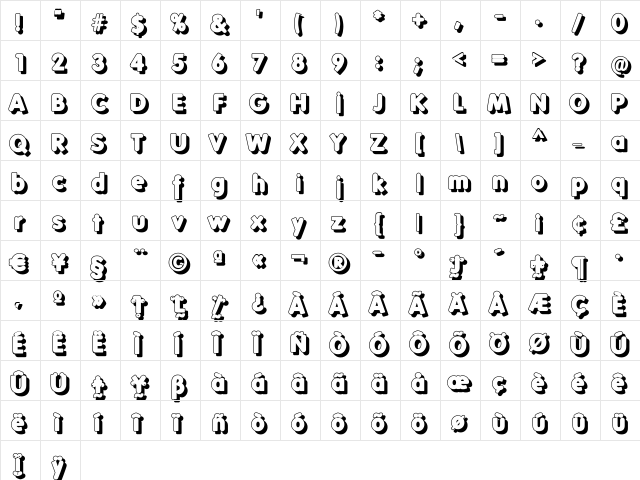 FolksShades Regular  glyph index