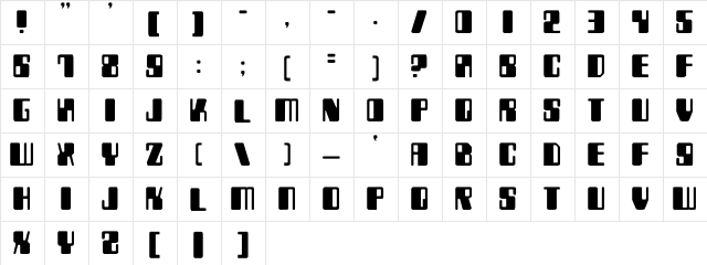Zyborgs Regular  glyph index