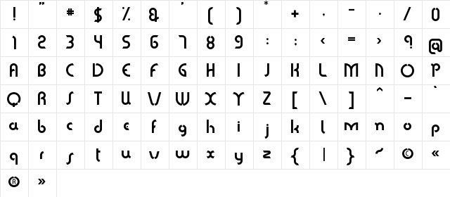 Untitled Regular  glyph index