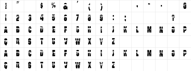 Shady Alphs Regular  glyph index