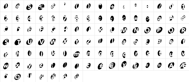 Aida Regular  glyph index